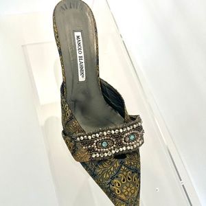 Manolo Blahnik Jeweled Slingback Heels
